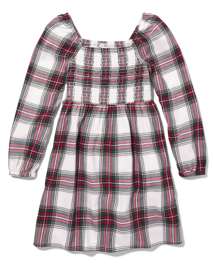 Tween Girls Plaid Smocked Dress
