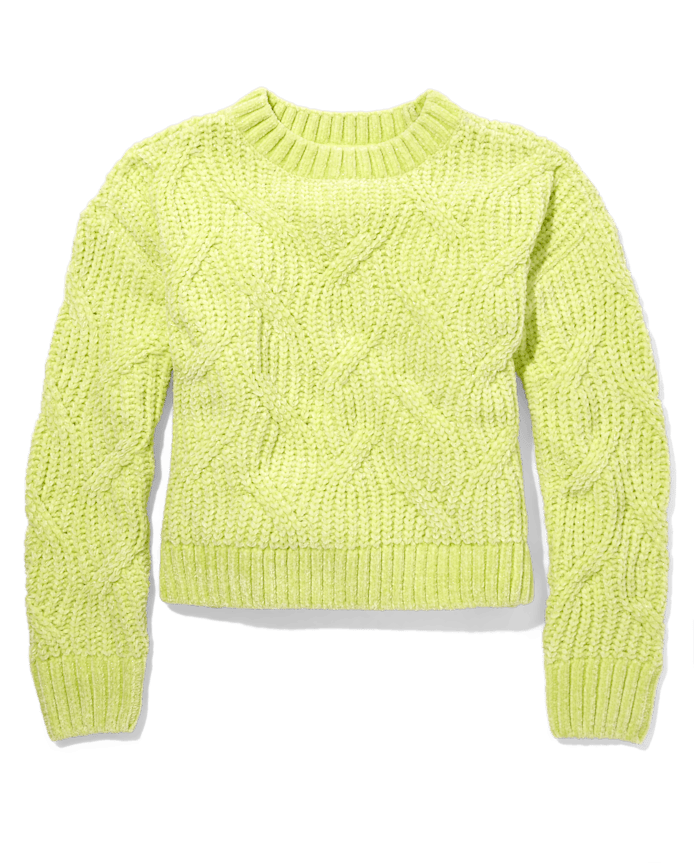 Tween Girls Cable Knit Chenille Sweater
