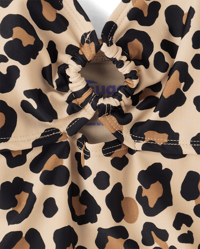 Tween Girls Leopard Cut Out Tankini Swimsuit