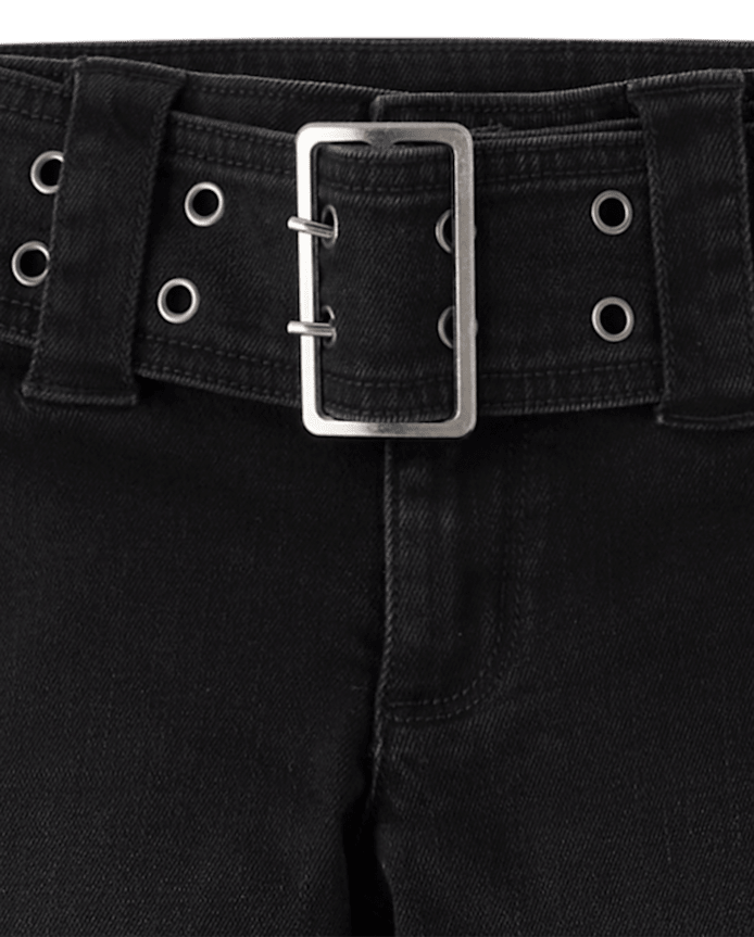 Tween Girls Wide Belt Bootcut Jeans