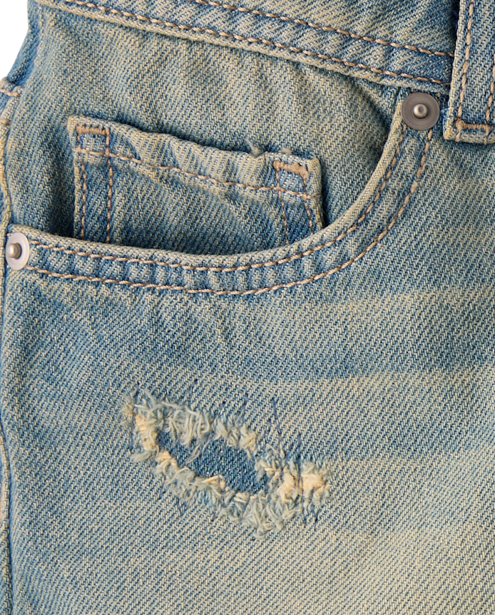 Tween Girls Ripped Shortie Jean Shorts