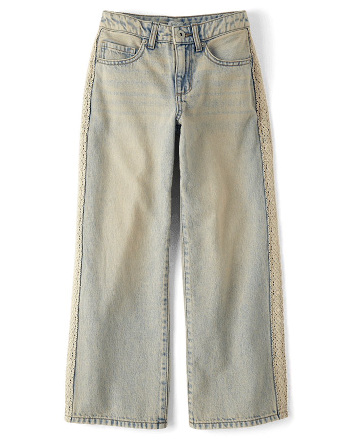 Tween Girls Lace Trim Baggy Jeans