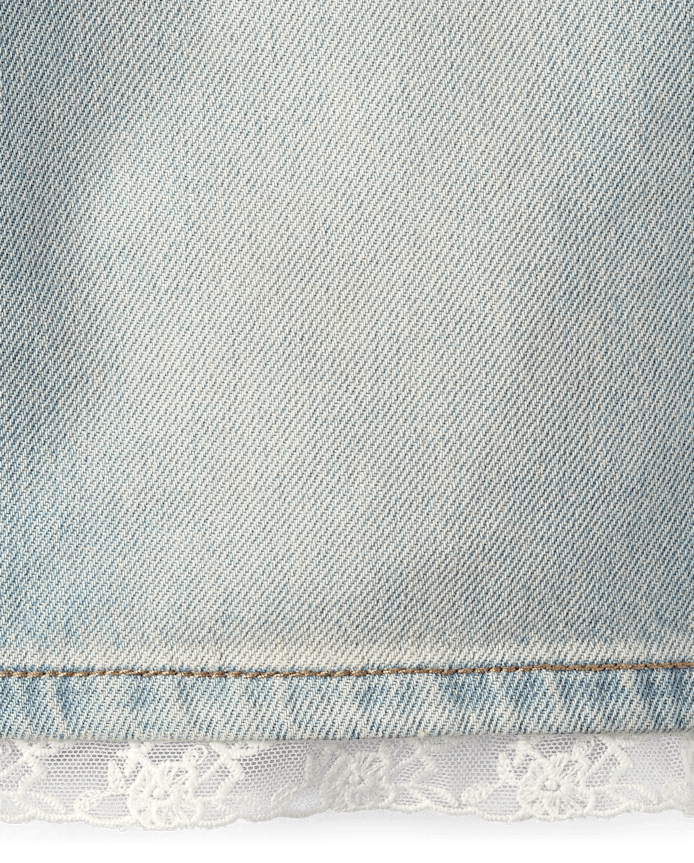 Tween Girls Lace Hem  Jean Shorts