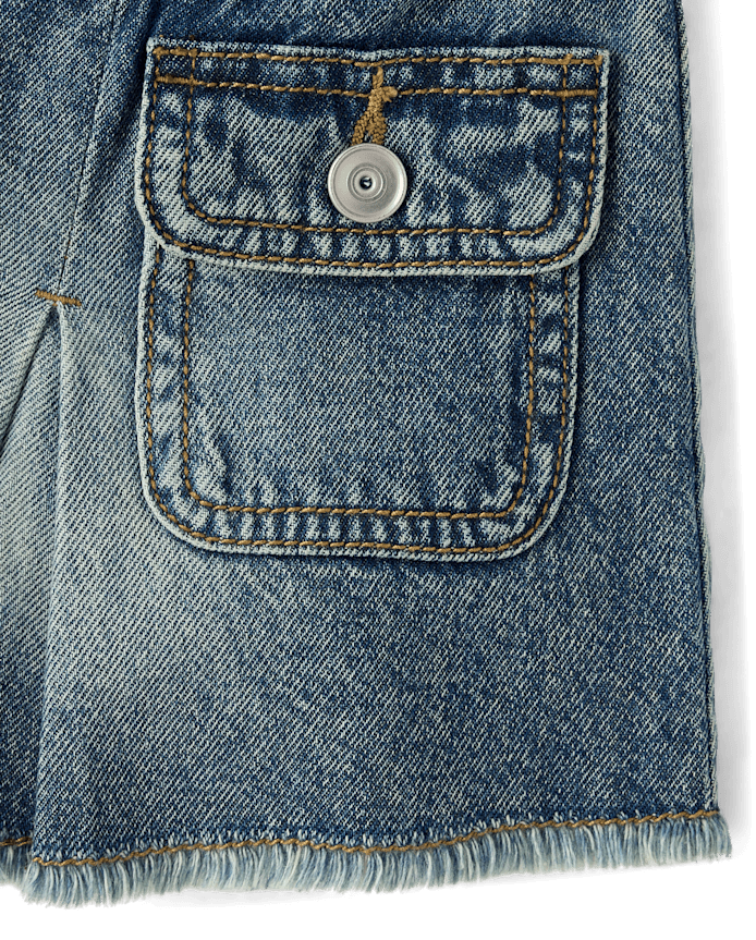 Tween Girls Pleated Denim Cargo Skort