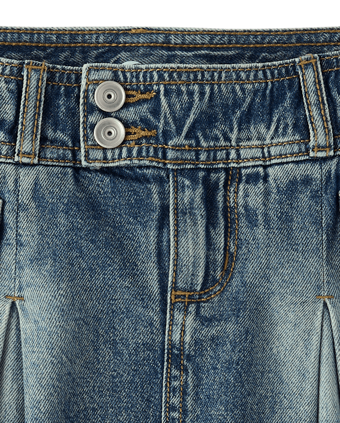 Tween Girls Pleated Denim Cargo Skort