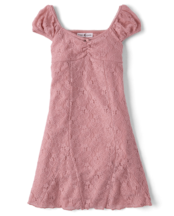 Tween Girls Floral Lace Mini Dress