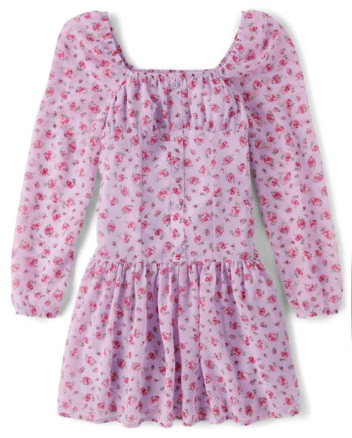 Tween Girls Floral Button Front Dress