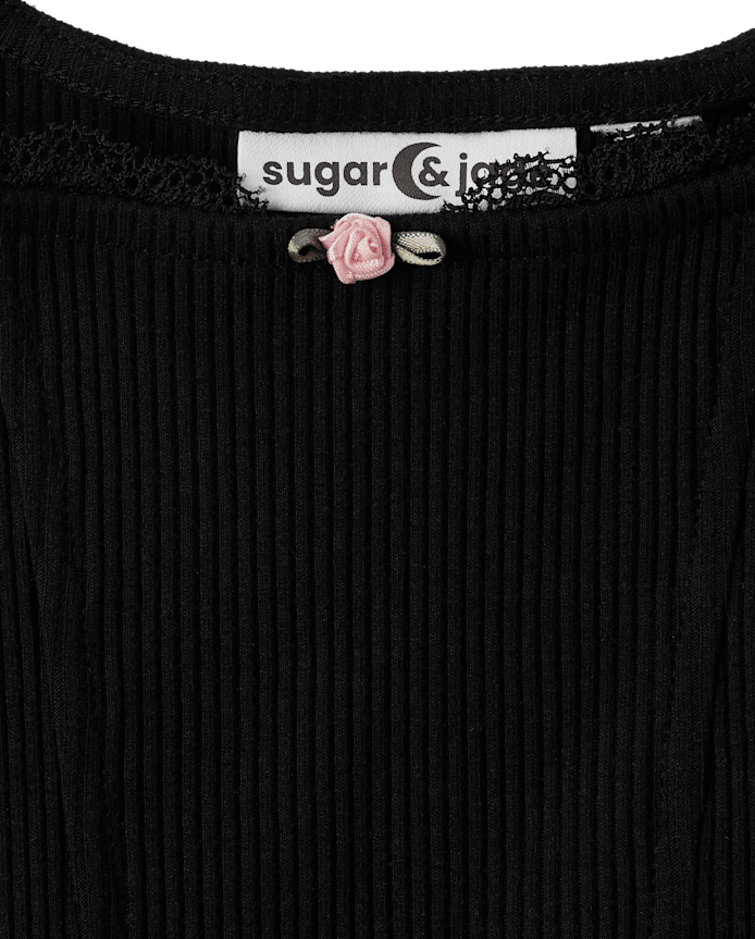 Tween Girls Ribbed Lace Corset Tank Top