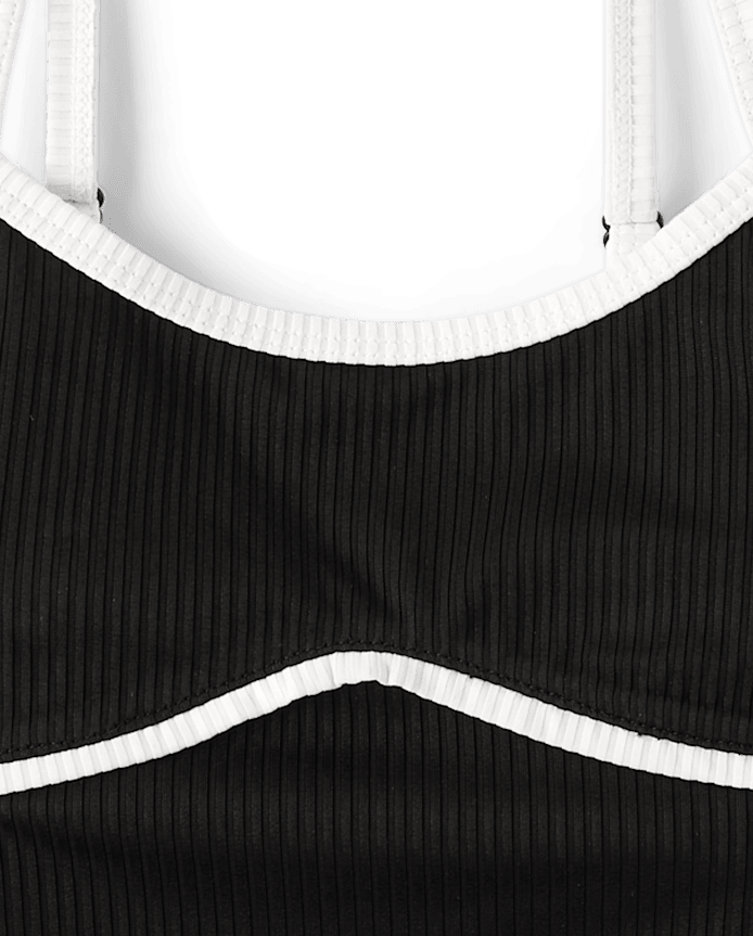 Tween Girls Contrast Ribbed One Piece Swimsuit