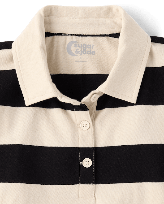 Tween Girls Striped Rugby Polo