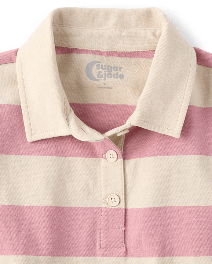 Tween Girls Striped Rugby Polo