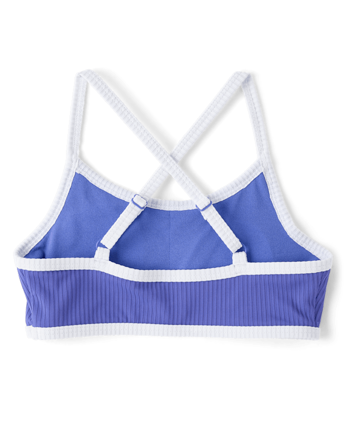 Tween Girls Contrast Ribbed 3-Piece Swimsuit