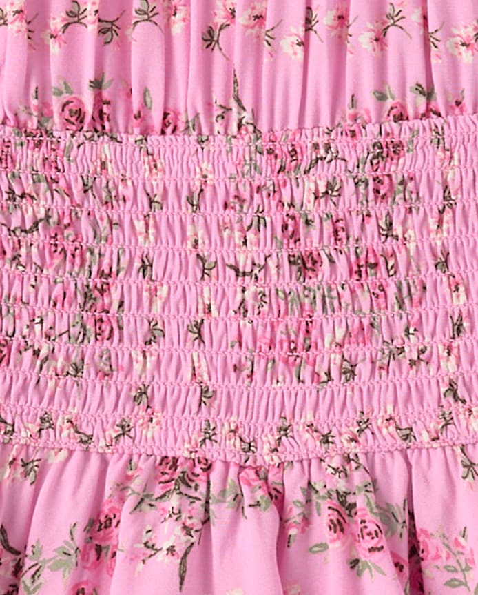 Tween Girls Floral Smocked Romper