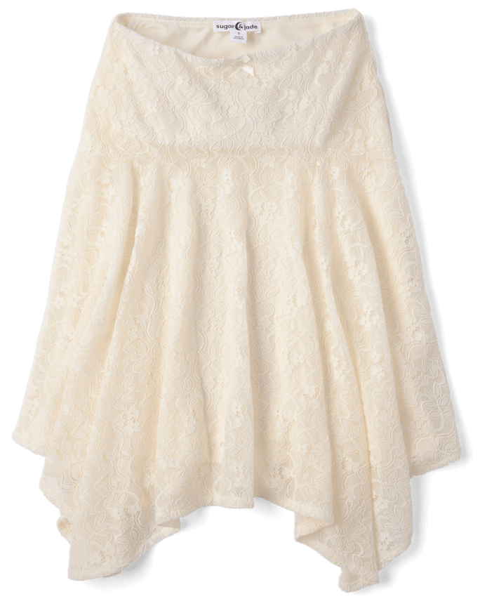 Tween Girls Lace Midi Hanky Hem Skirt