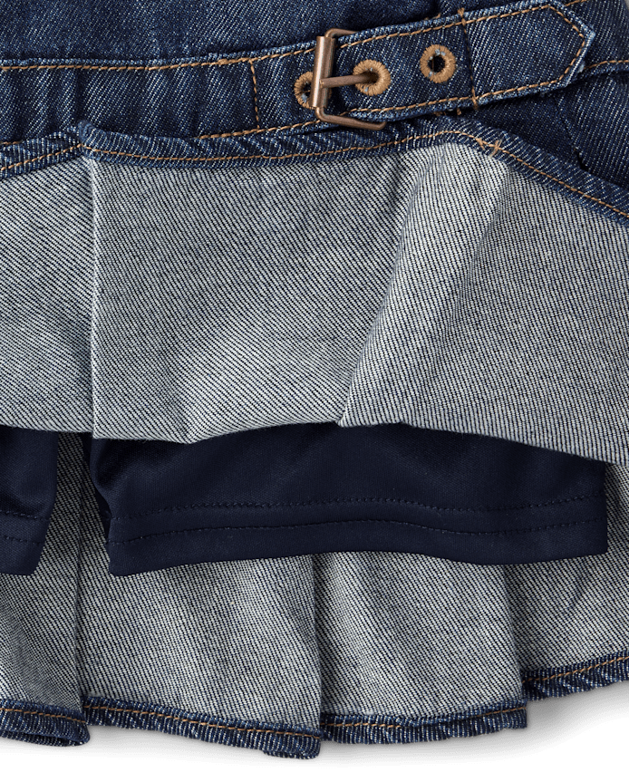 Tween Girls Buckle Pleated Denim Skort