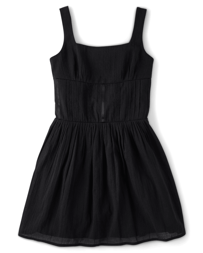 Tween Girls Pintuck Textured Fit And Flare Dress