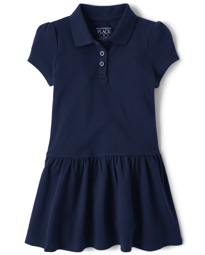 Toddler Girls Uniform Soft Pique Polo Dress