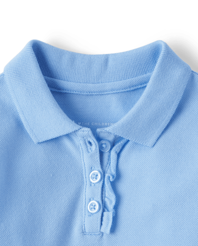 Toddler Girls Uniform Ruffle Soft Stretch Pique Polo