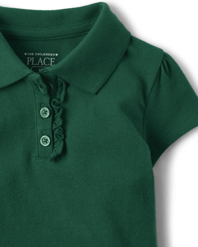 Toddler Girls Uniform Ruffle Soft Stretch Pique Polo