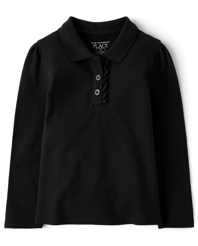 Toddler Girls Uniform Ruffle Soft Stretch Pique Polo