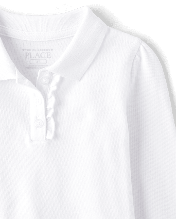 Toddler Girls Uniform Ruffle Soft Stretch Pique Polo