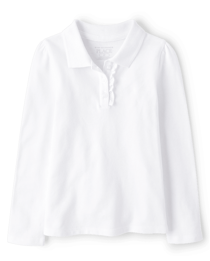 Toddler Girls Uniform Ruffle Soft Stretch Pique Polo