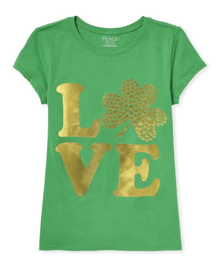 Girls Love Shamrock Graphic Tee