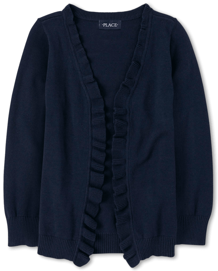 Girls Ruffle Open Front Cardigan