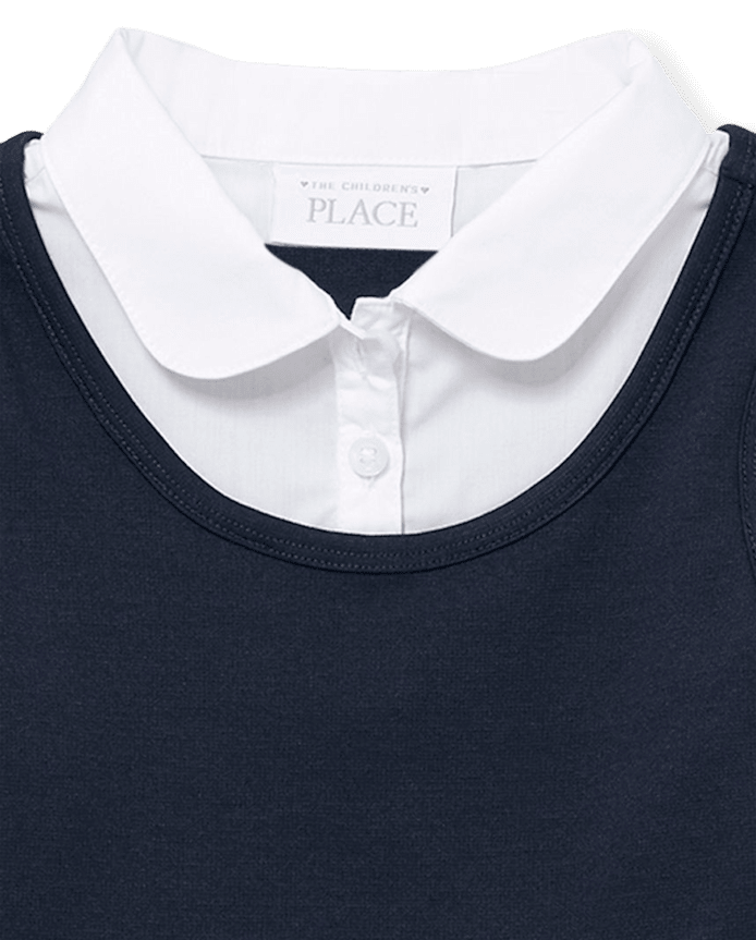 Toddler Girls Uniform Ponte Knit 2 1 Dress