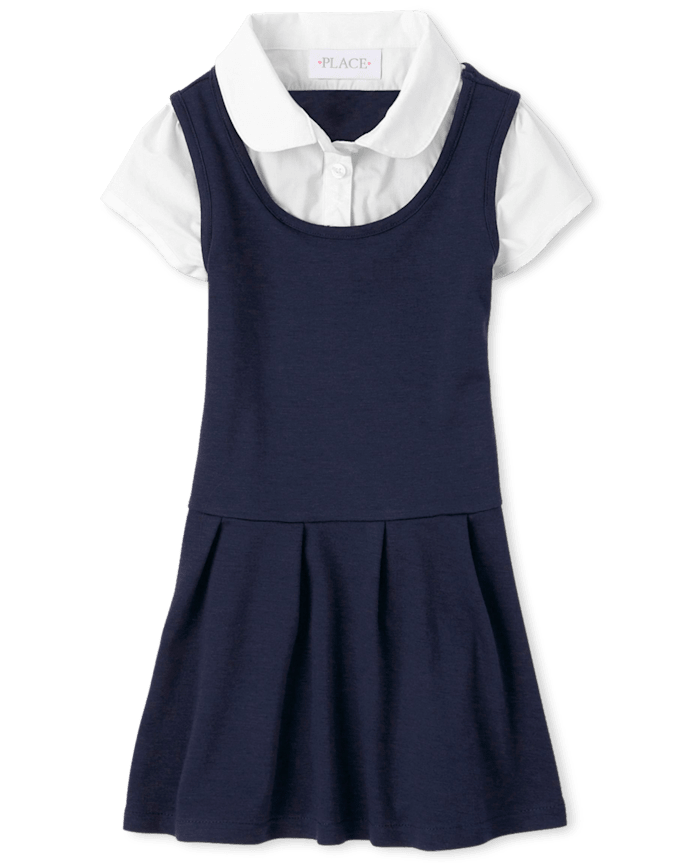 Girls Uniform Ponte Knit 2 1 Dress