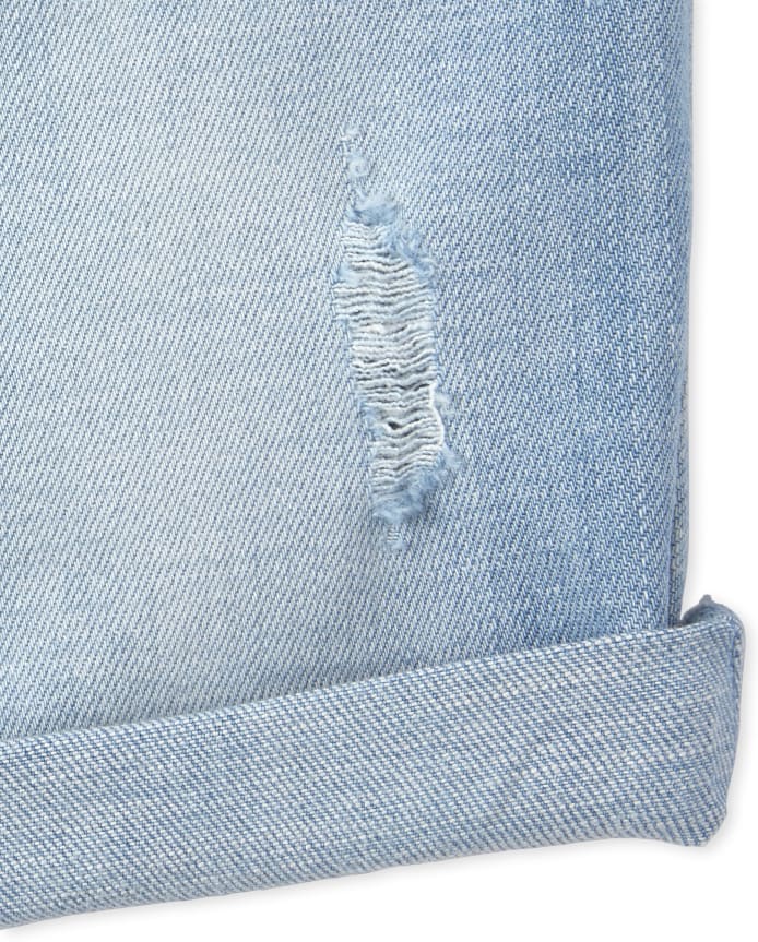 Short écumoire en jean à revers roulé pour fille