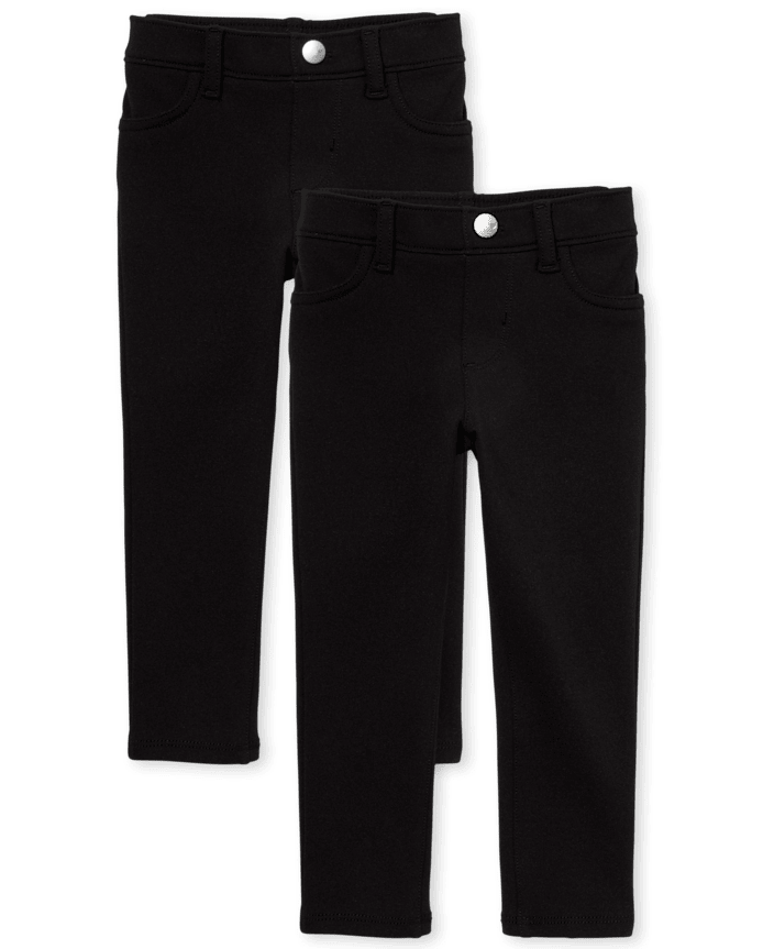 Toddler Girls Uniform Ponte Knit Pull On Jeggings 2-Pack