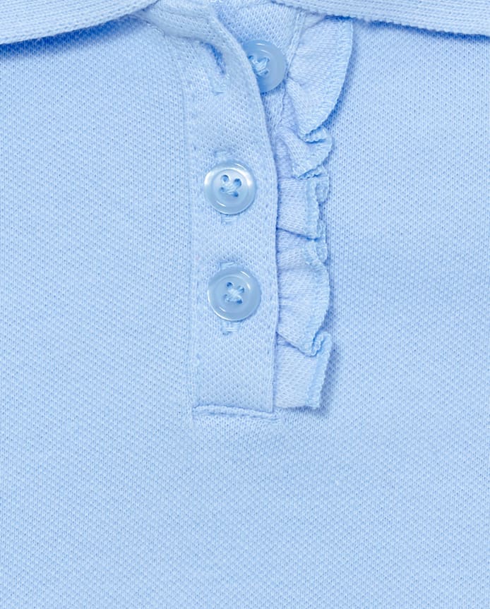Toddler Girls Uniform Ruffle Soft Stretch Pique Polo -Pack