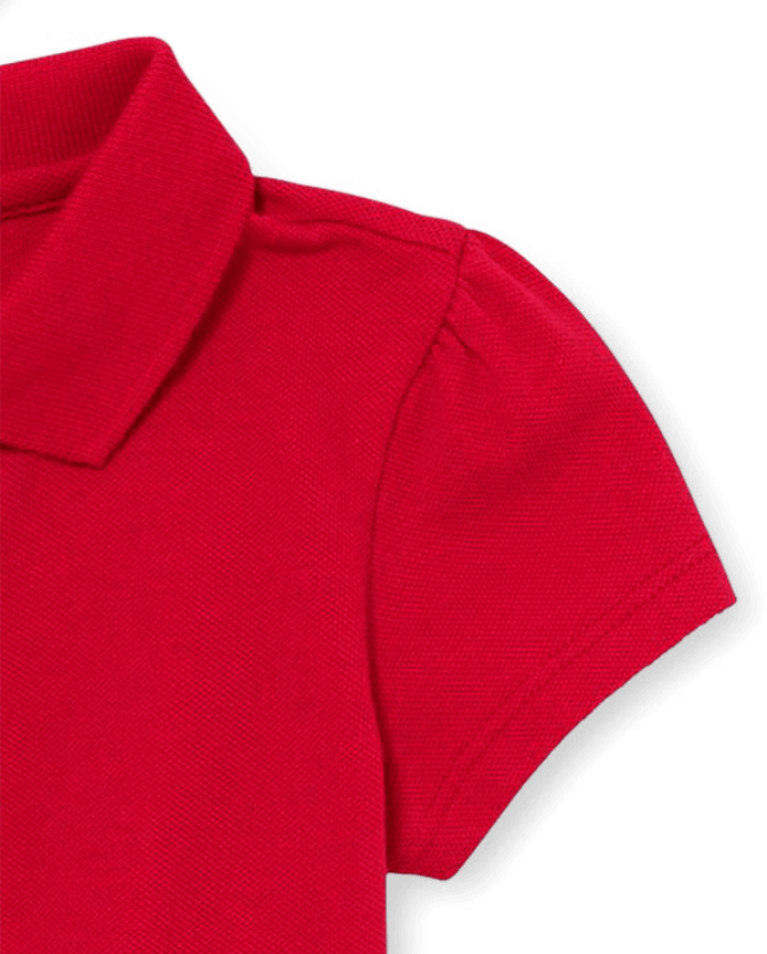 Toddler Girls Uniform Ruffle Soft Stretch Pique Polo -Pack