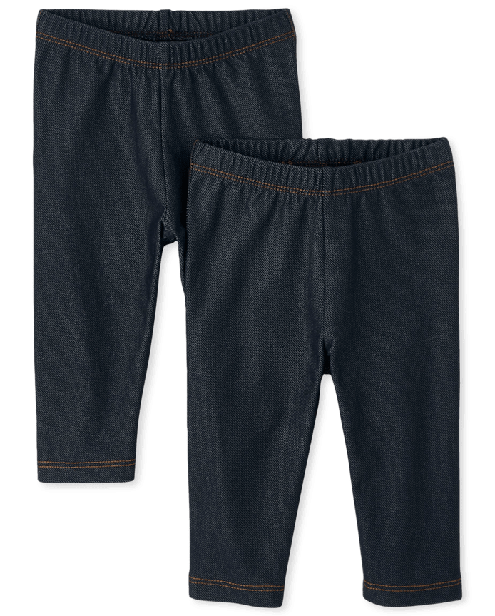 Toddler Girls Faux Denim Capri Leggings 2-Pack