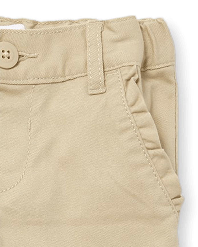 Toddler Girls Uniform Ruffle Stretch Skinny Chino Pants 2-Pack