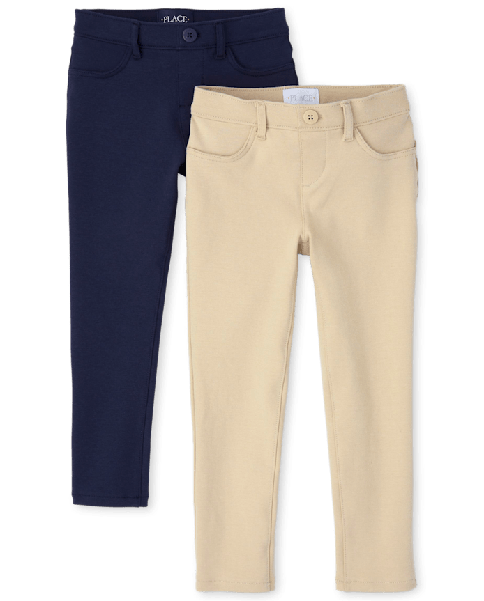 Girls Uniform Ponte Knit Pull On Jeggings 2-Pack