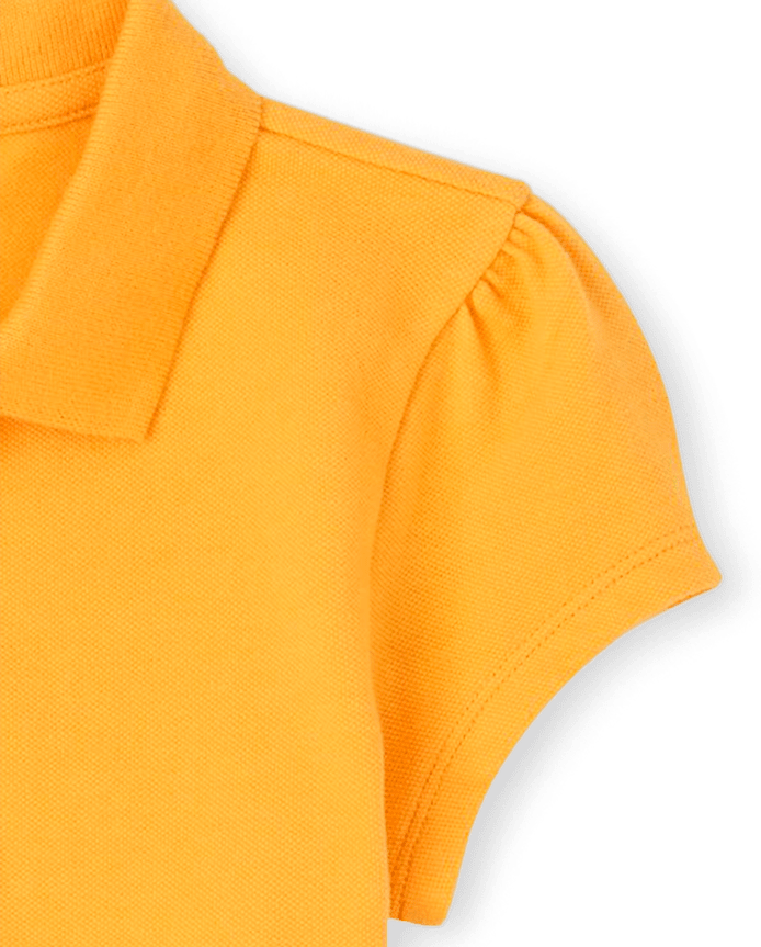 Girls Uniform Ruffle Soft Stretch Pique Polo -Pack