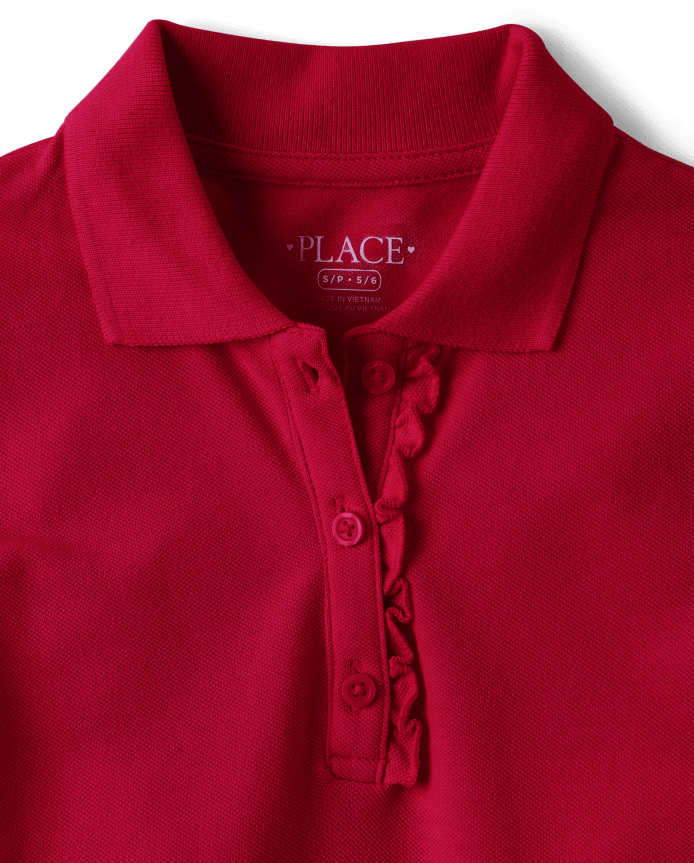 Girls Uniform Ruffle Soft Pique Polo Dress