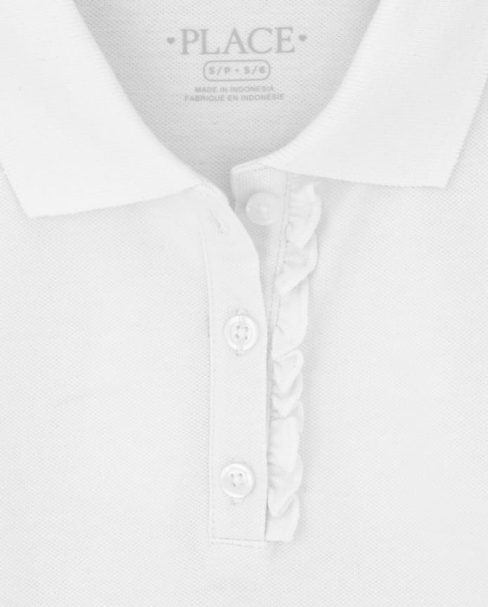 Girls Uniform Ruffle Soft Stretch Pique Polo -Pack