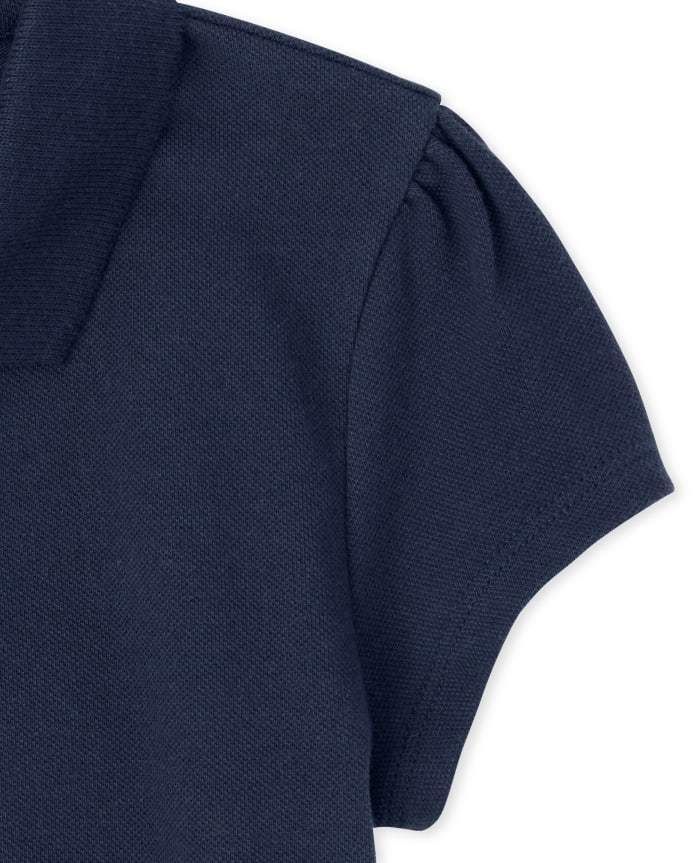 Girls Uniform Ruffle Soft Stretch Pique Polo 5-Pack