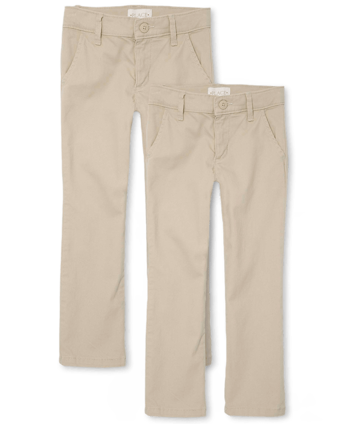 Girls Uniform Stretch Skinny Chino Pants 2-Pack