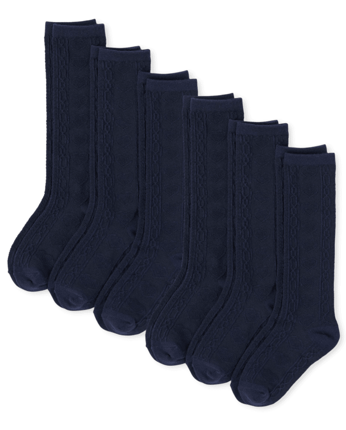 Girls Pointelle Knee Socks 6-Pack