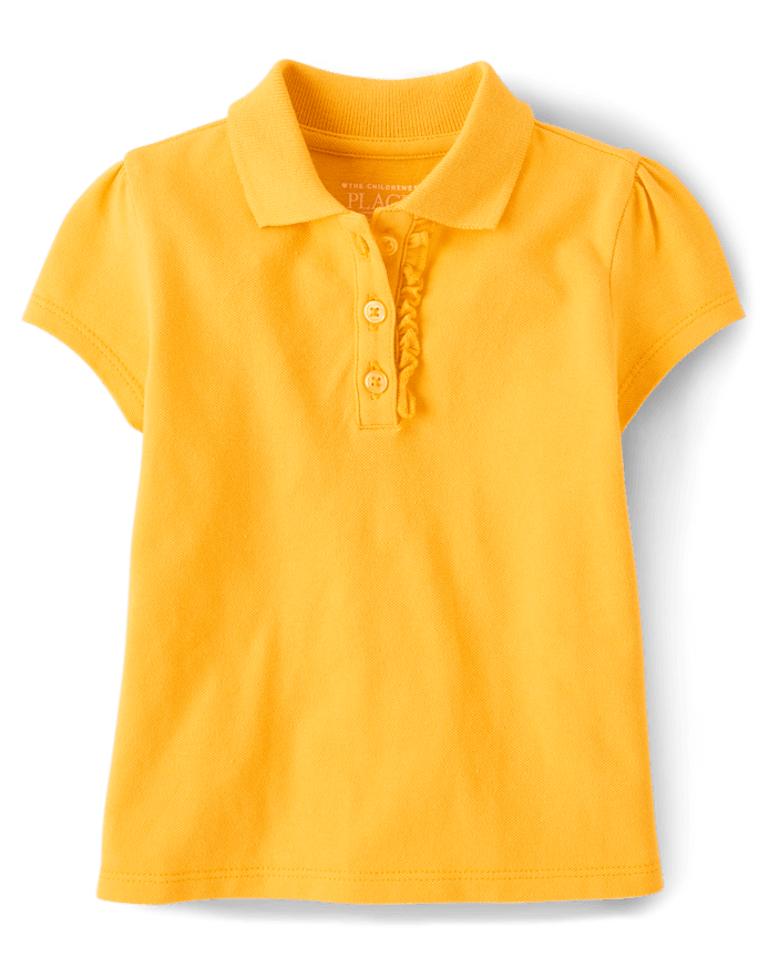Toddler Girls Uniform Ruffle Soft Stretch Pique Polo