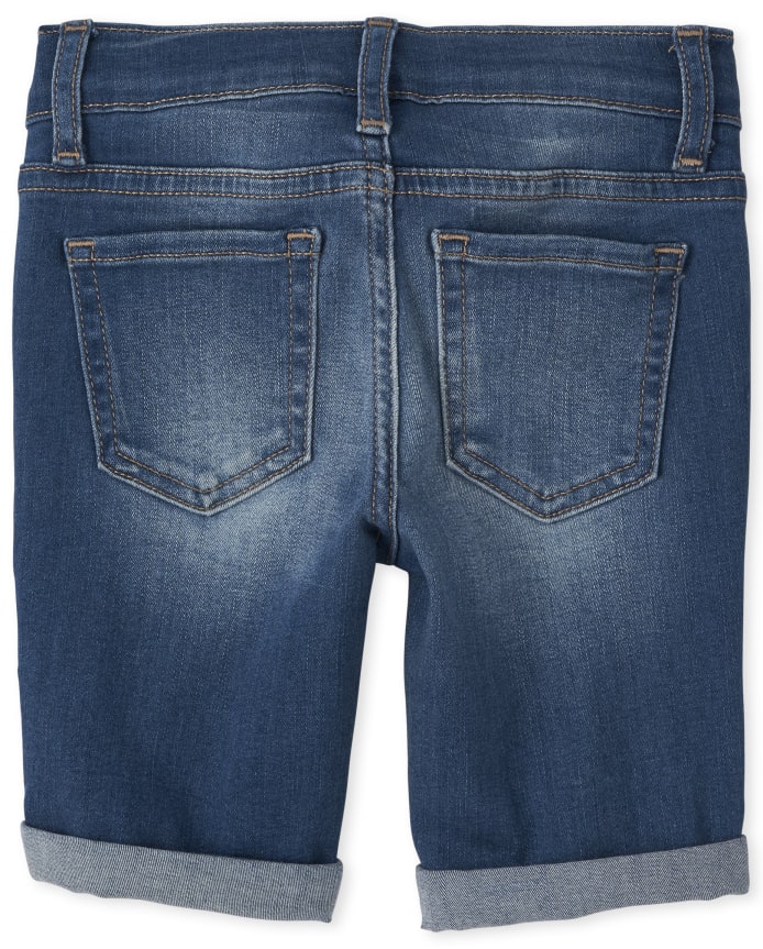 Girls Roll Cuff Denim Skimmer Shorts