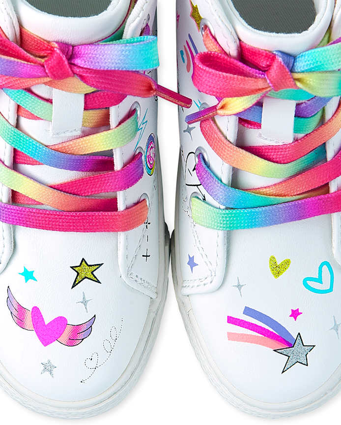 Girls Unicorn Doodle Hi Top Sneakers