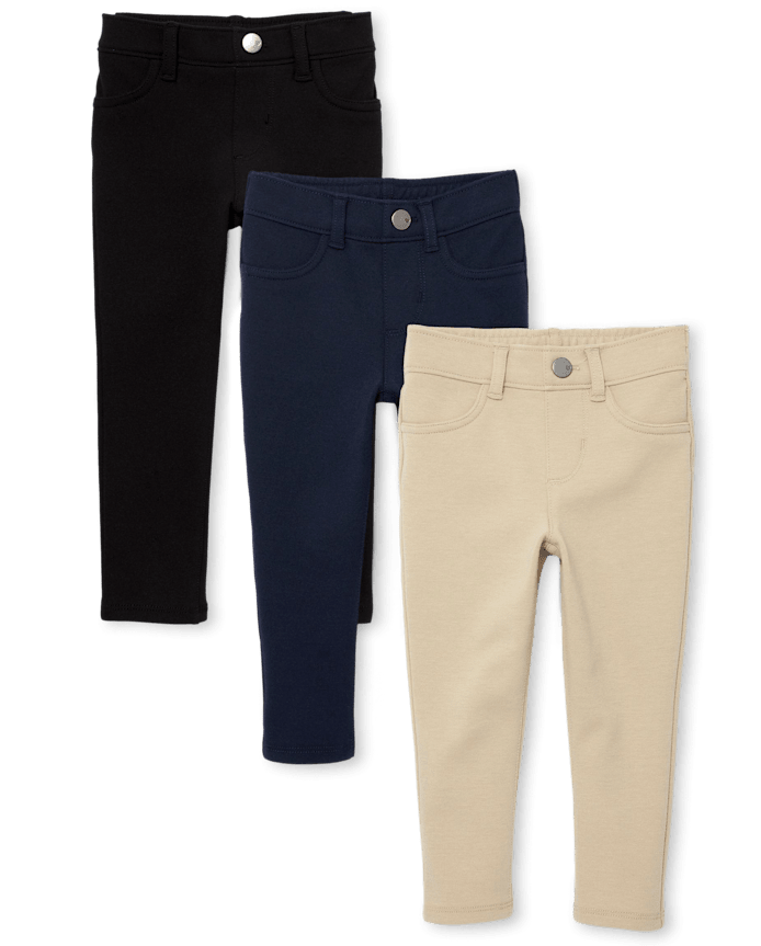 Toddler Girls Uniform Ponte Knit Pull On Jeggings 3-Pack