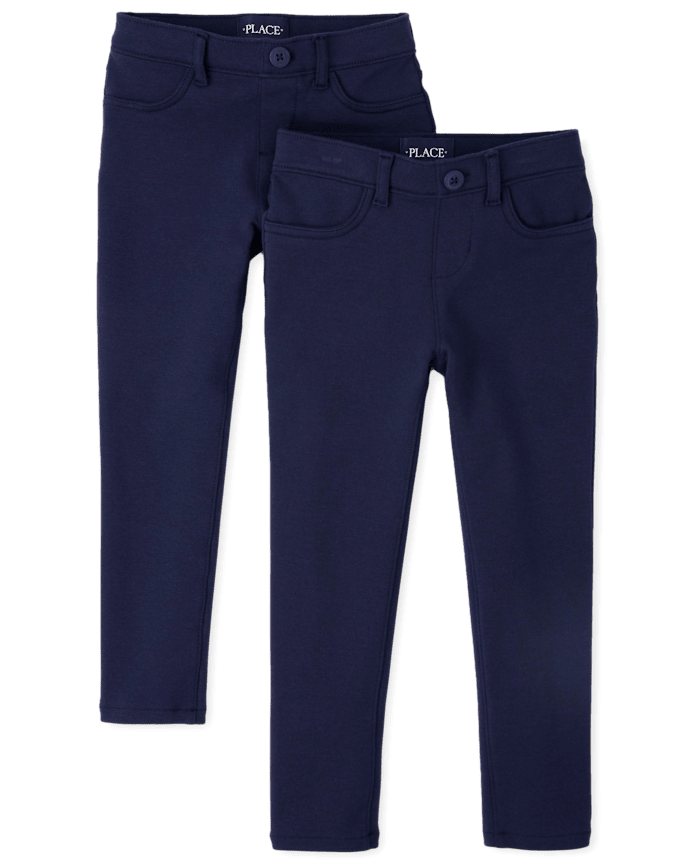 Girls Uniform Ponte Knit Pull On Jeggings 2-Pack