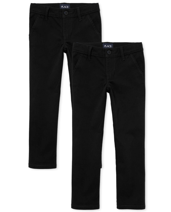 Girls Uniform Stretch Skinny Chino Pants 2-Pack