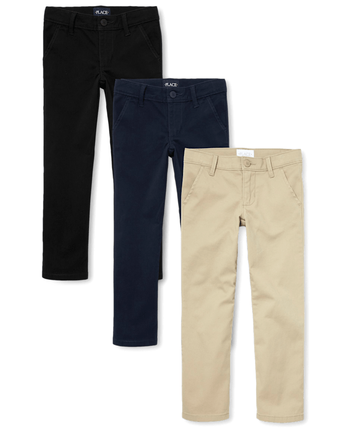 Girls Uniform Stretch Skinny Chino Pants 3-Pack